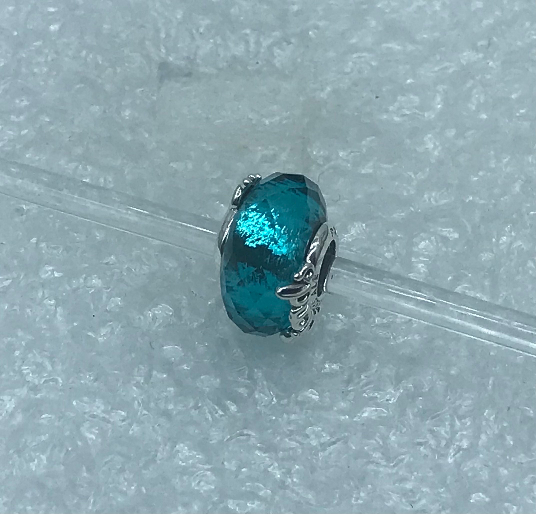 Pandora , “faceted Blue Friendship “ Murano Glass Charm