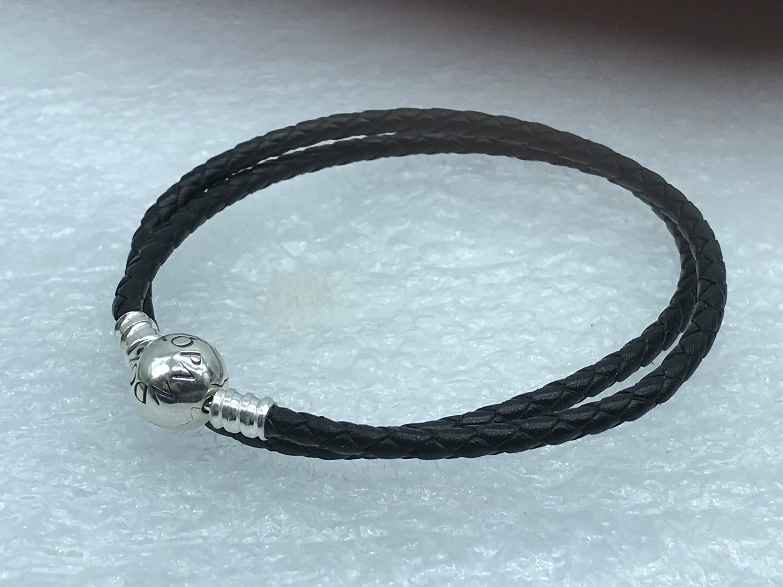 Pandora Style Leather Bracelet - 19cm - Black - The Bead Shop