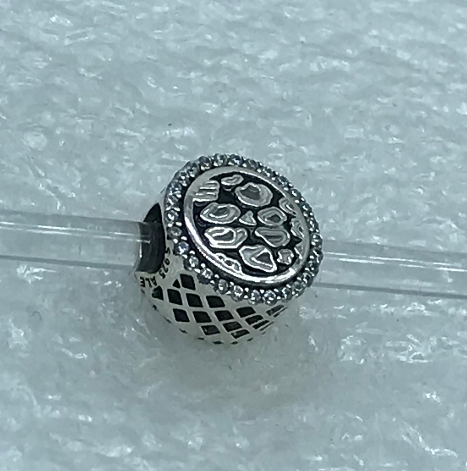 Pandora,” Black Leopard Print Button” Silver S925ALE, Charm