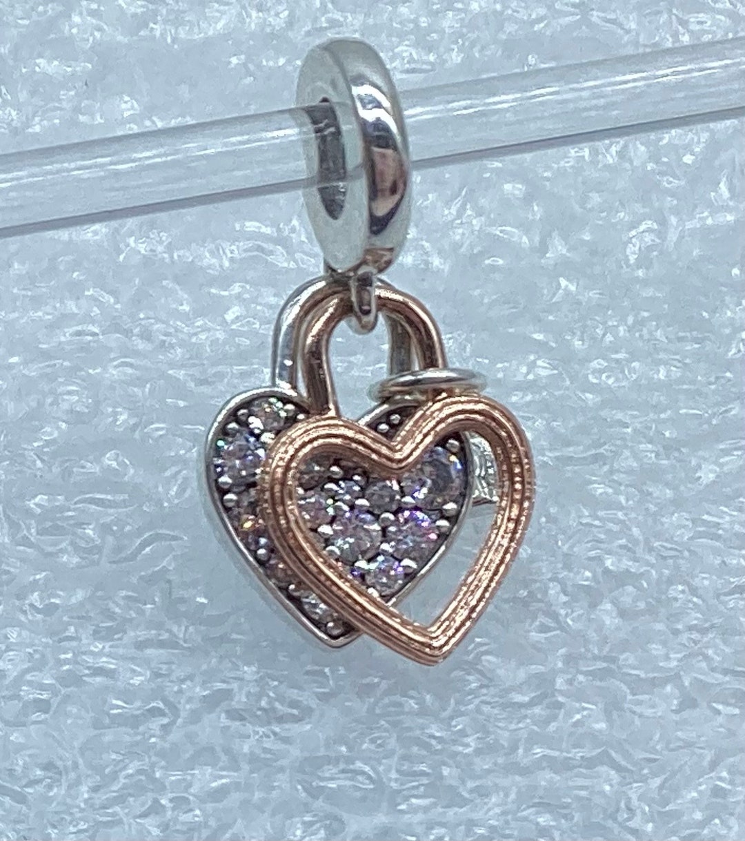 Pandora, Two-tone Double Heart With Padlock S925ALE, Pendant, Dangle ...