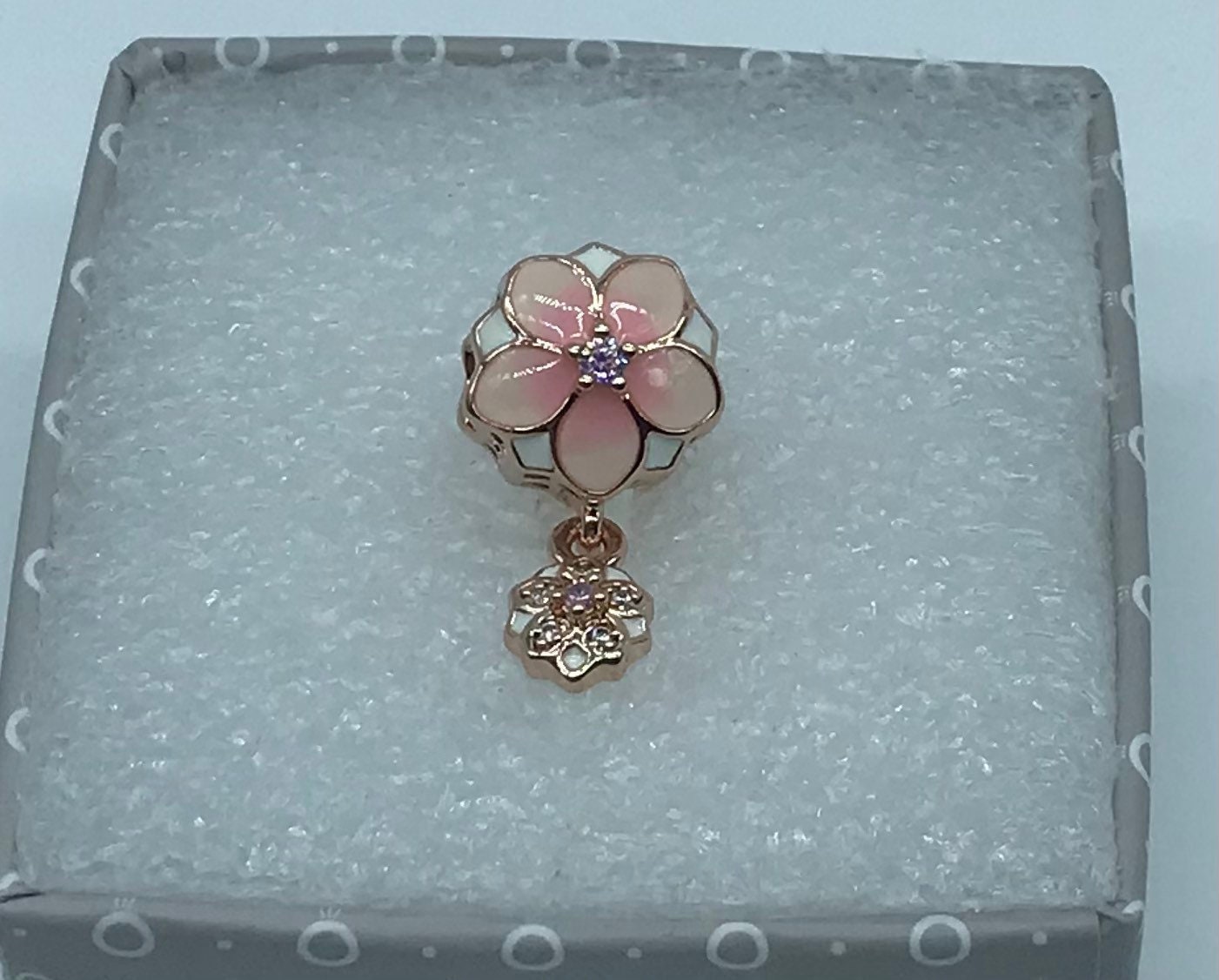 アクセサリー Magnolia Bloom Dangle Charm/14k Heart Authentic Pandora Silver Magnolia Bloom Enamel CZ Dangle