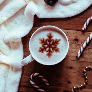 Christmas Coffee Stencil Snowflake, Tree or Stars Hot Drink Festive Winter Latte Cappuccino Art Hot Chocolate Single Stencil Gift image 3