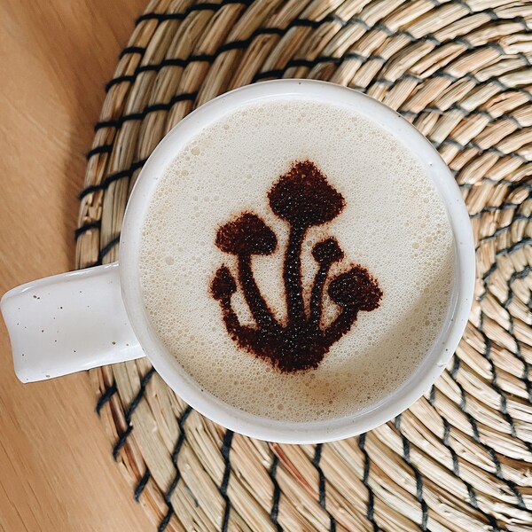 Mushroom Coffee Stencil Shroom Latte Art Cappuccino Cocktail Magic Baking Cake Cookie Decorating Cafe Kitchen Gift Woodland Forest Nature