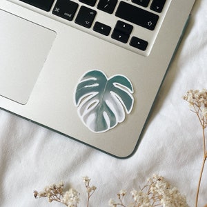 Monstera Deliciosa Leaf Printed Die Cut Vinyl Laminated Sticker Plant Leaves Nature Houseplant Decal Adhesive Green Variegated image 3