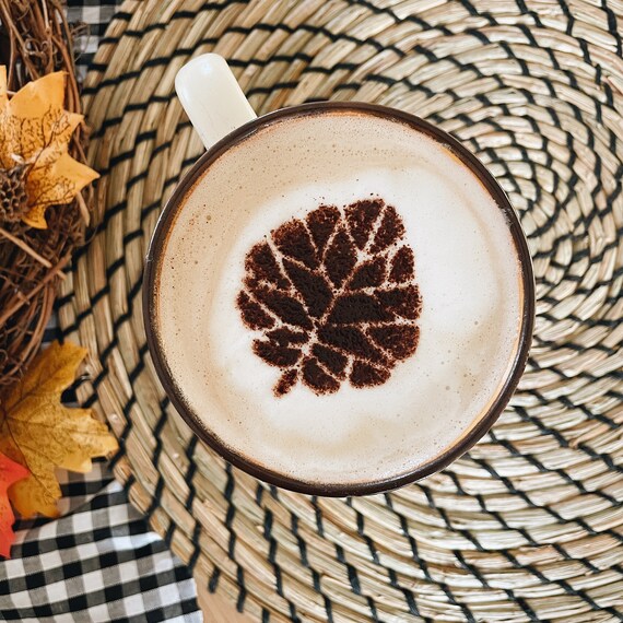 Leaf Coffee Stencil Autumn Fall Leaves Maple Cherry Oak or Set of