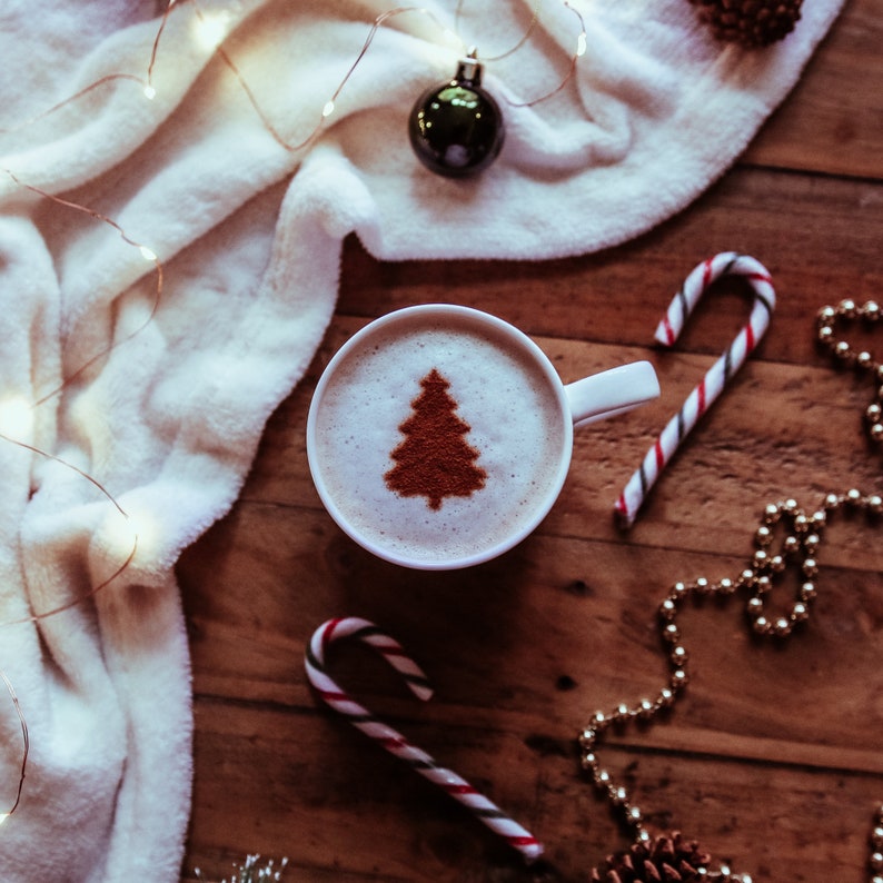 Christmas Coffee Stencil Snowflake, Tree or Stars Hot Drink Festive Winter Latte Cappuccino Art Hot Chocolate Single Stencil Gift image 4