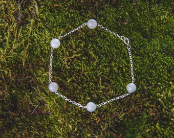 Bracelet argent avec 5 Pierre de lune