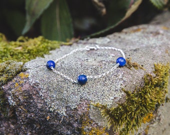 Bracelet argent avec 3 Lapis Lazuli