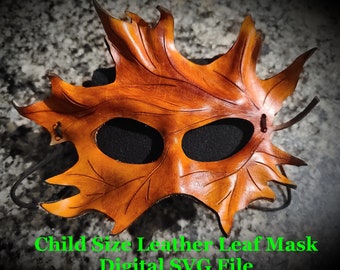 Child Size - Leather Leaf Mask Pattern - Digital SVG File