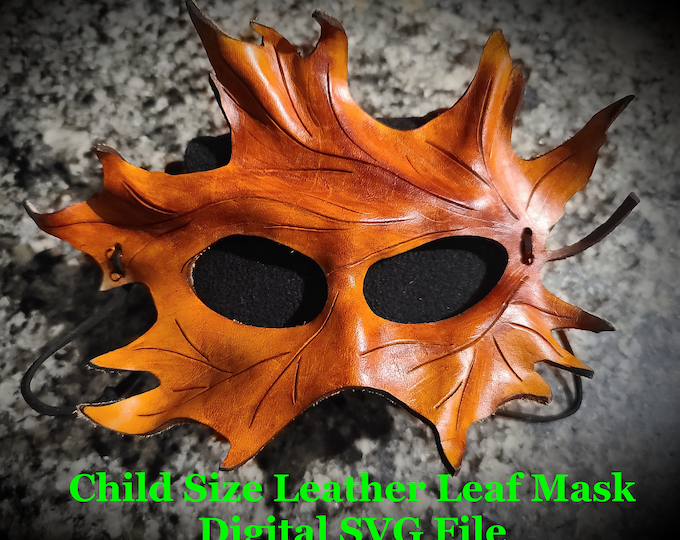 Child Size - Leather Leaf Mask Pattern - Digital SVG File