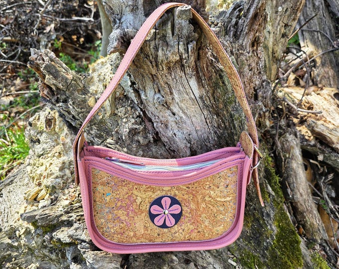 Leather and Cork Baguette - Pretty in Pink!