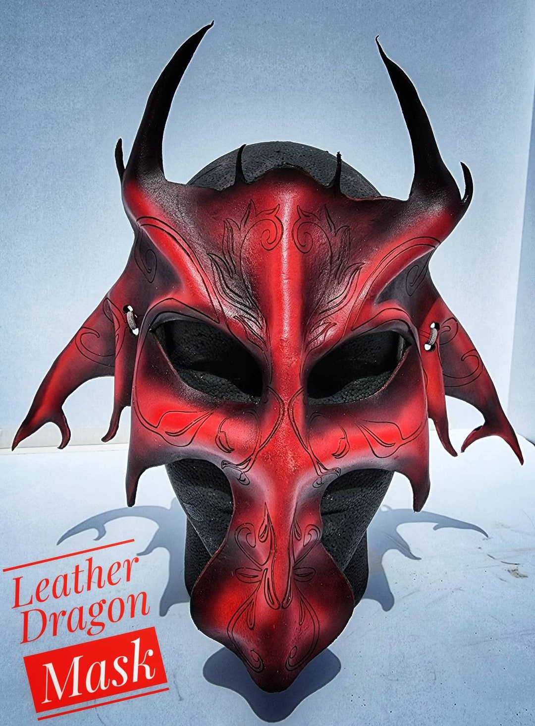 Handcrafted Adult Size Leather Dragon Mask Etsy
