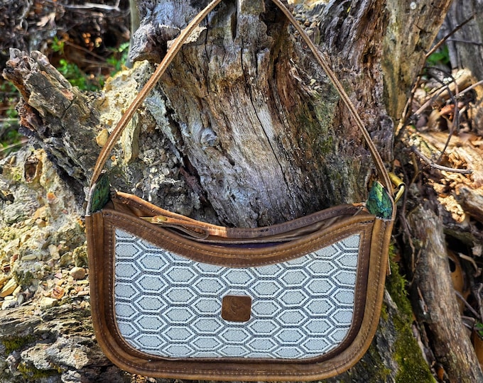 Leather and Vintage Fabric Baguette - A sweet little shoulder bag.