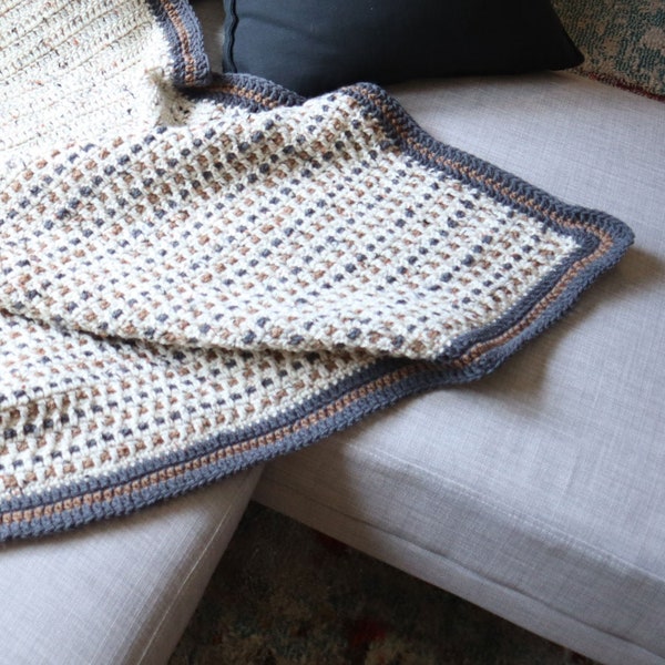 Campfire Blanket Crochet Pattern, Beginner Blanket Pattern, PDF Digital Download, Crochet Throw, Easy Afghan Pattern