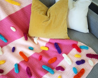 Birthday Cake Blanket Crochet Pattern, Easy Crochet Blanket, PDF Digital Download, Crochet Throw, Easy Afghan Pattern