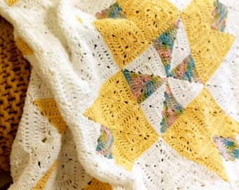 Desert Sunshine Crochet Pattern, Granny Square Blanket, PDF Digital Download, Crochet Throw, Easy Afghan Pattern