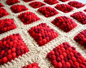 Cherry Pie Crochet Pattern, Intermediate Blanket Pattern, PDF Digital Download, Crochet Throw, Crochet Afghan Pattern