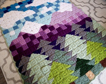 Purple Mountains Majesty Crochet Pattern, Easy Blanket Pattern,  PDF Digital Download, Crochet Throw, Easy Crochet Afghan