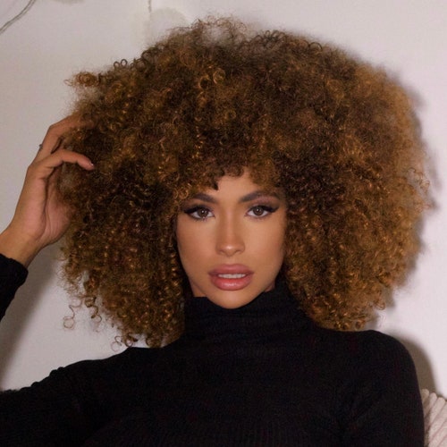 High Quality Synthetic Afro Curly Wig in Caramel colour 30 Etsy