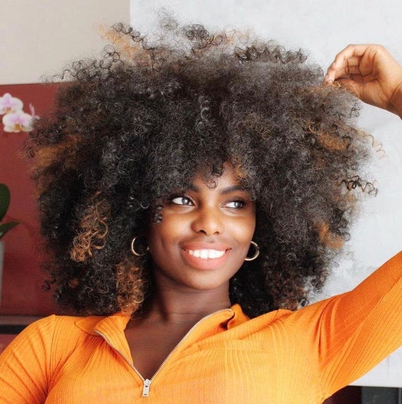 High Quality Synthetic Afro Curly Wig black With Light Brown - Etsy High Quality Synthetic Afro Curly Wig black With Light Brown - Etsy