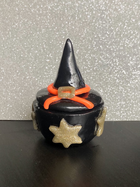Orange Ribbon Polymer Clay Witch Hut Trinket Jar | Etsy