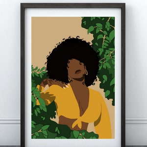 Serenity- Black Woman Art, African American Wall Art, Black Art, Boho Wall Art