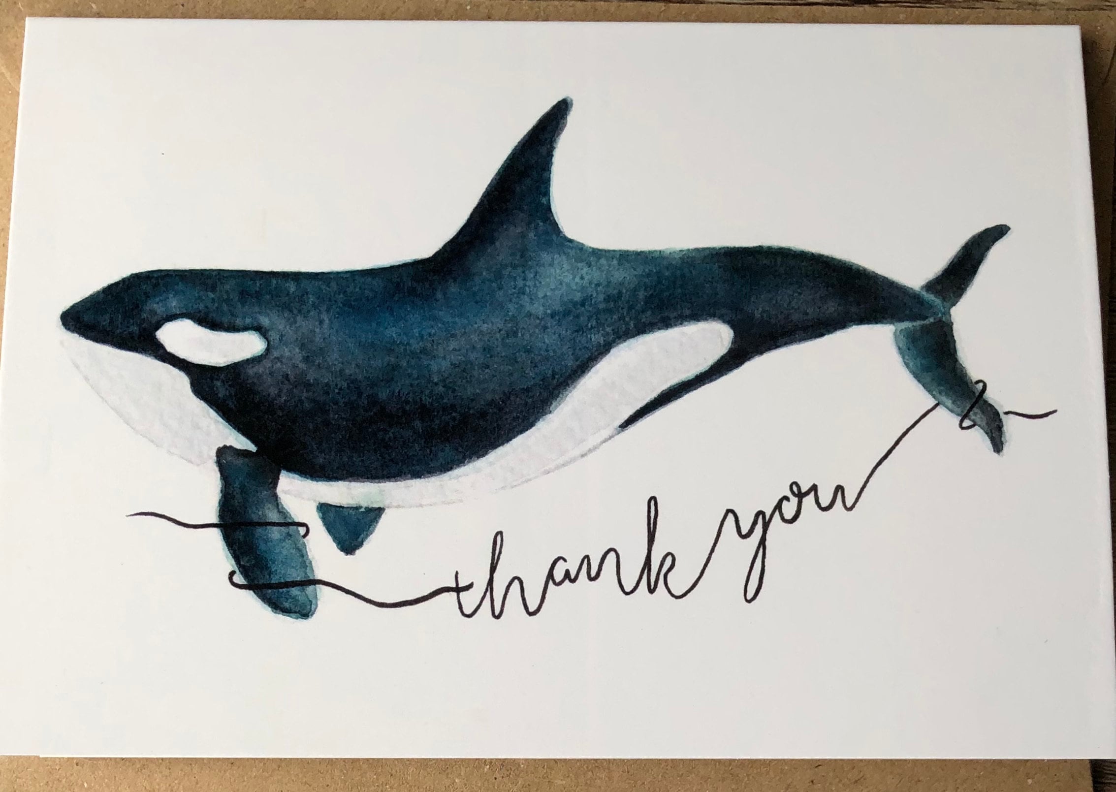 Orca killer whale Thank You card A6 watercolour design Etsy