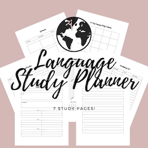 PRINTABLE STUDY PLANNER-study planner printable-study planner-learning planner-language study planner-language study-language tracker