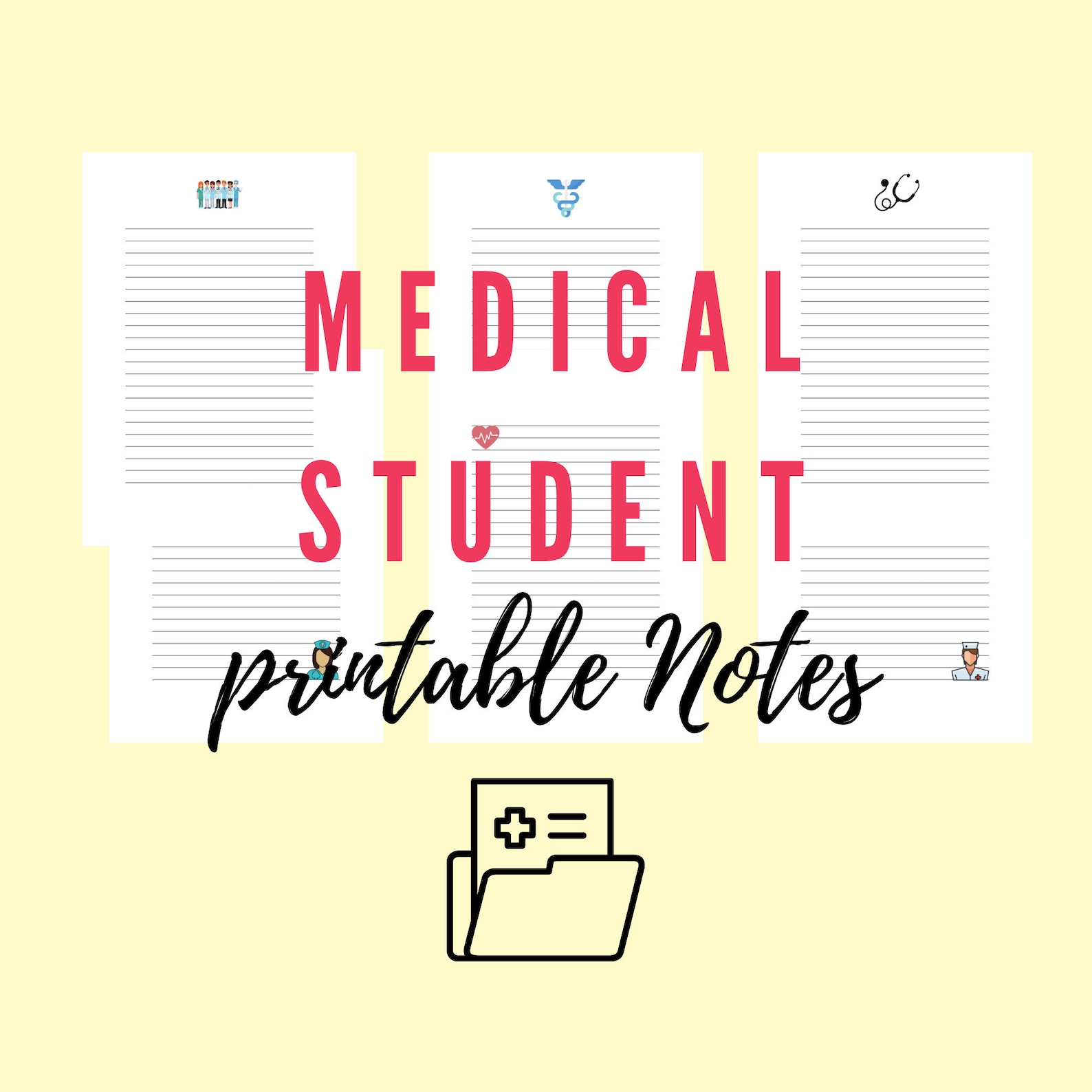 PRINTABLE STUDY NOTES Medical Student Note Pagesprintable Etsy