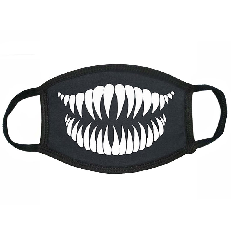 Big Sharp Scary Monster Teeth Face Mask Washable and Reusable Etsy