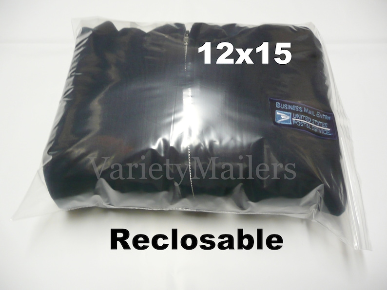 100 Reclosable LARGE 12x15 Seal-Top Clear Merchandise Clothing Bags