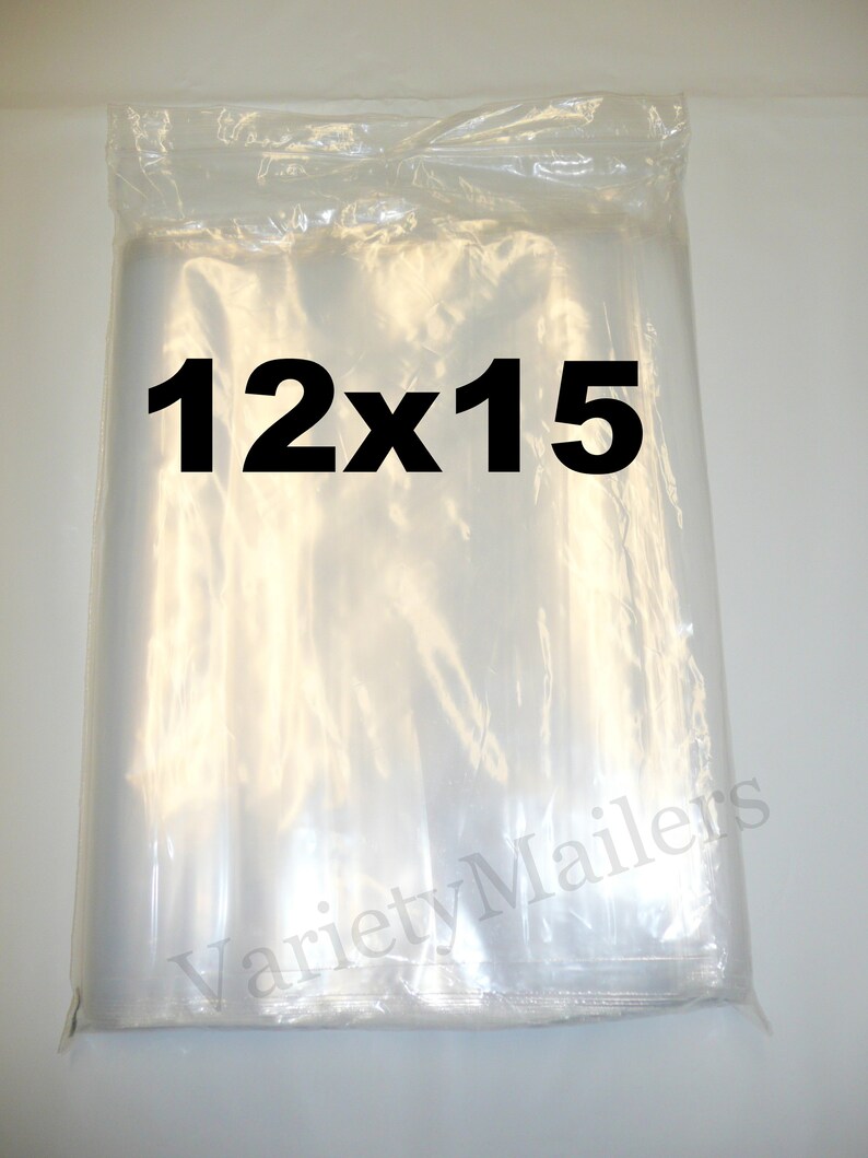 100 Reclosable LARGE 12x15 Seal-Top Clear Merchandise Clothing Bags
