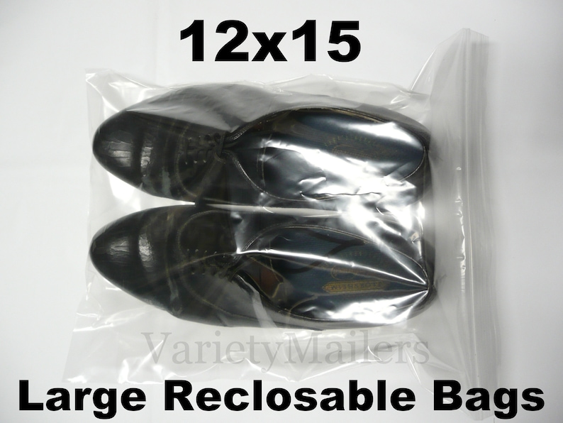 100 Reclosable LARGE 12x15 Seal-Top Clear Merchandise Clothing Bags