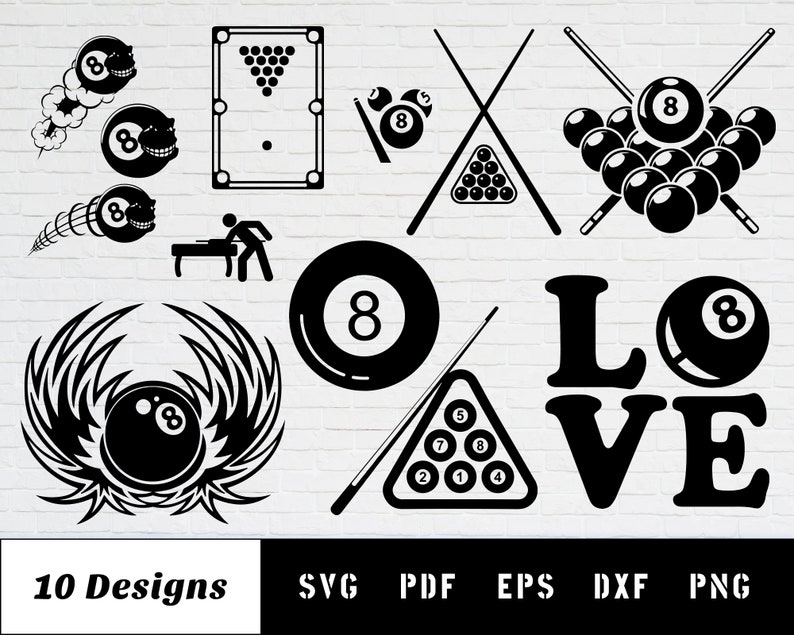 Pool SVG Billiard Svg Billiard Vector 8 Ball Svg Billiard Etsy