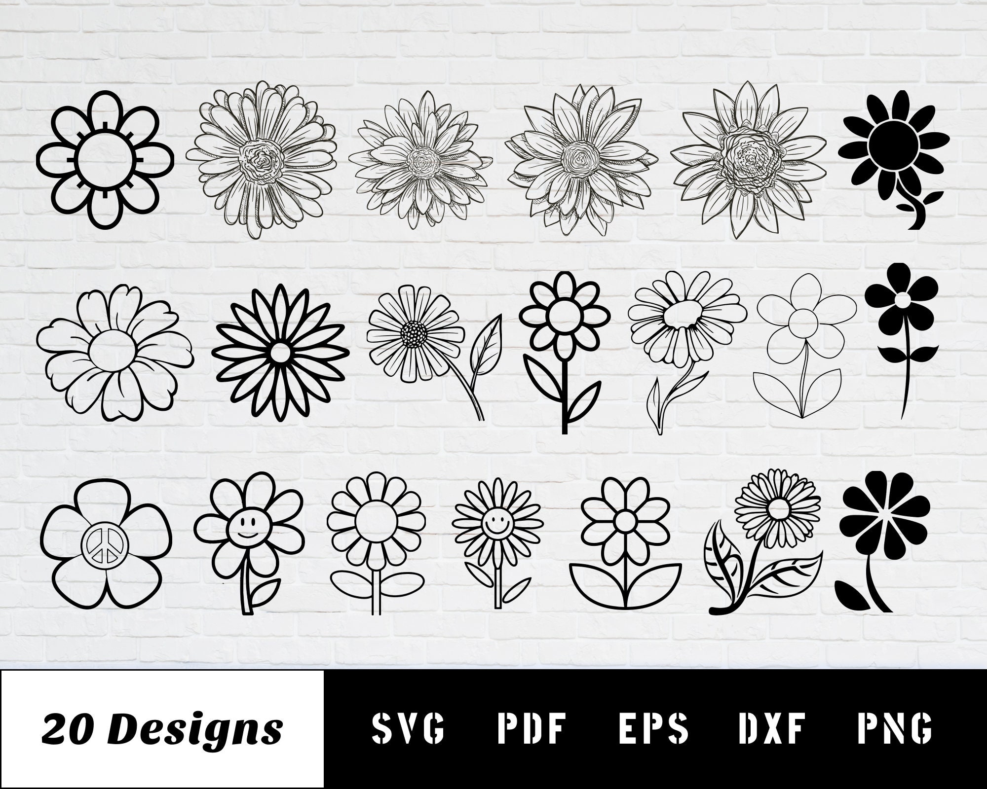 Spring Svg Daisy Clipart Cricut Gerber Wildflowers Svg Silhouette
