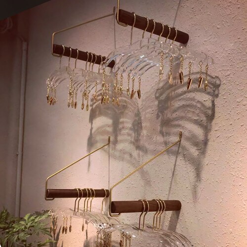 Set of 2 shops - Japanese exquisite wall clothes hook hanger brass solid wood clothes rail bedroom clothes rail