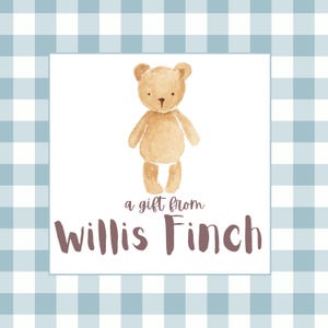 Gepersonaliseerde teddybeer geruit cadeaukaartje