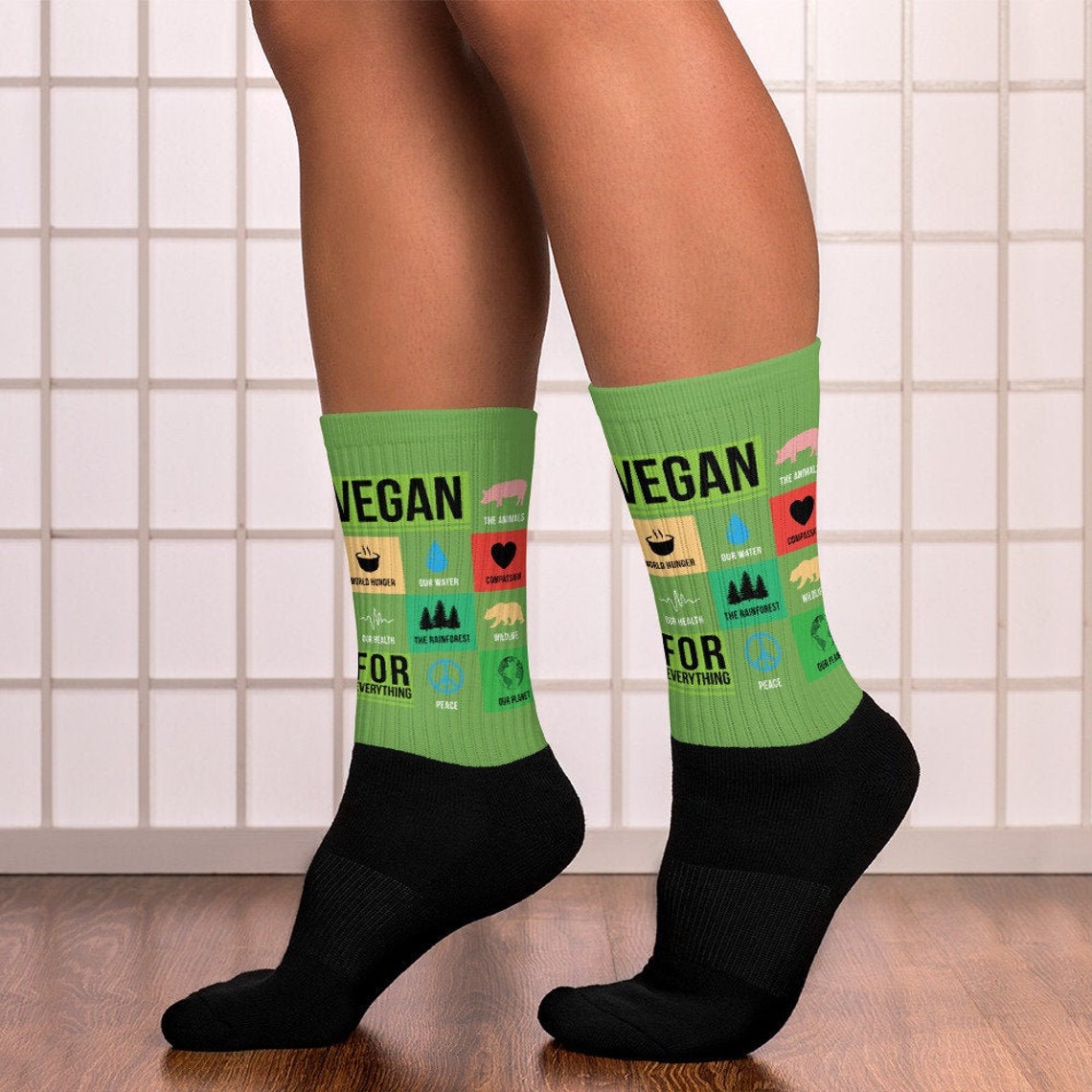 Black Vegan Socks unique vegan gift Etsy