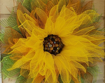 Sunflower Deco Mesh Wreath