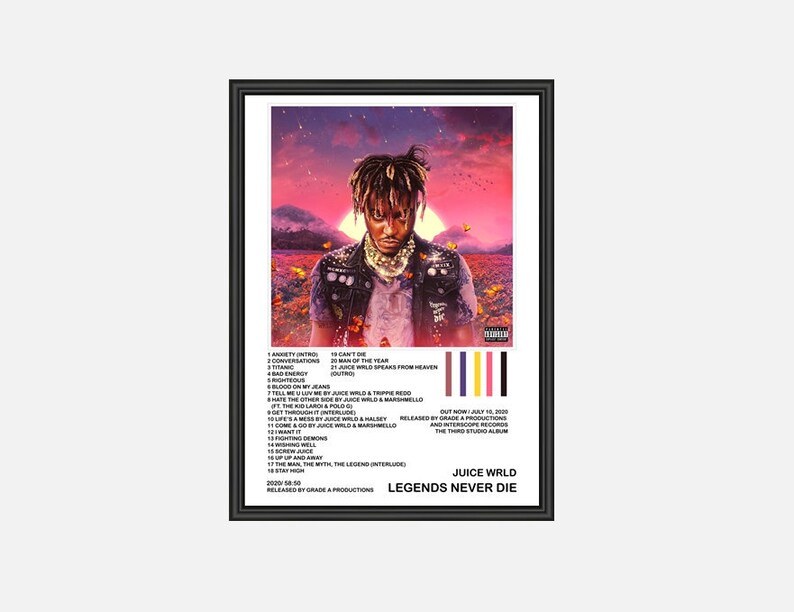 Juice WRLD Legends Never Die Tracklist Album Cover Poster Etsy