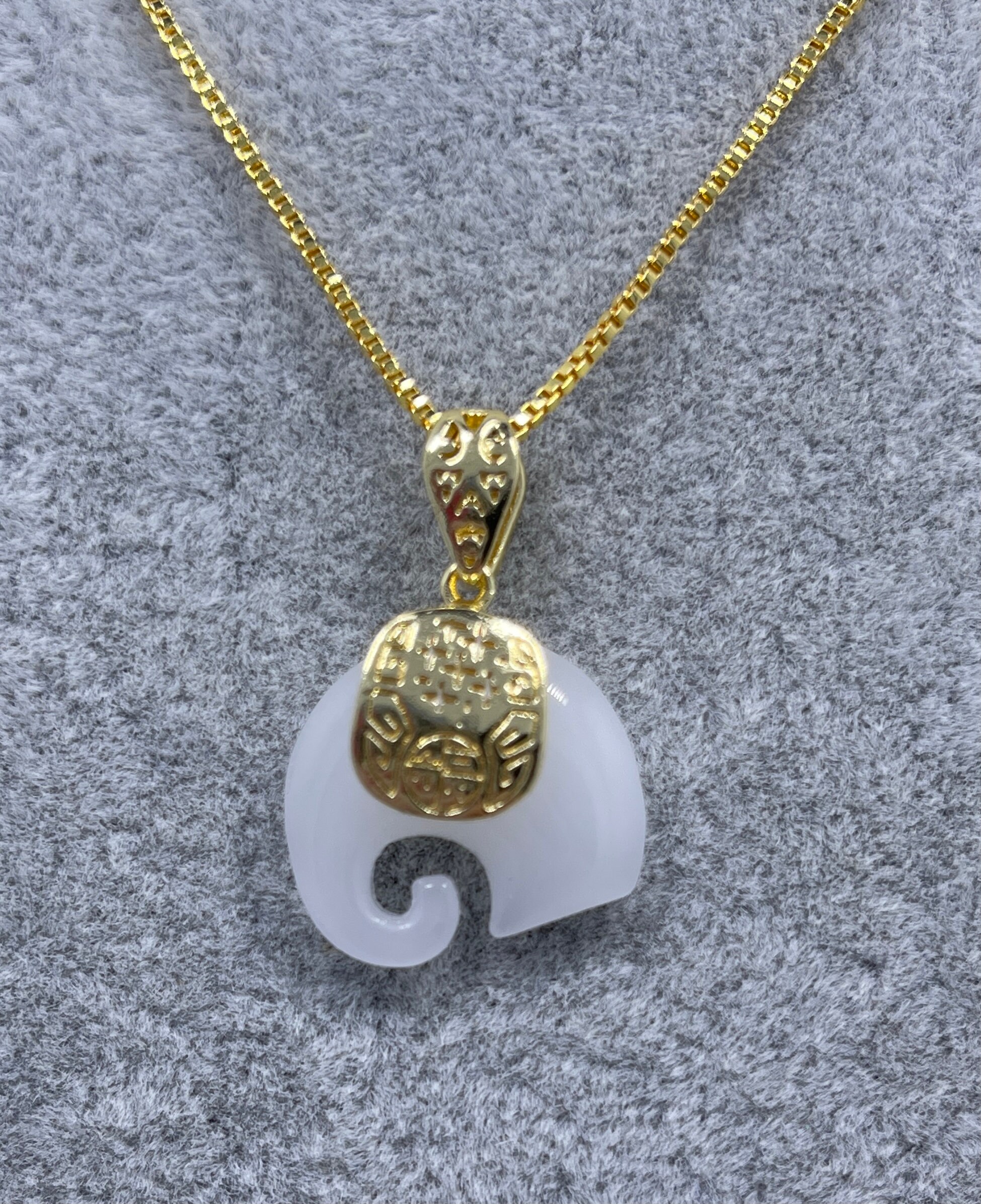 White jade elephant necklace pendant | Etsy