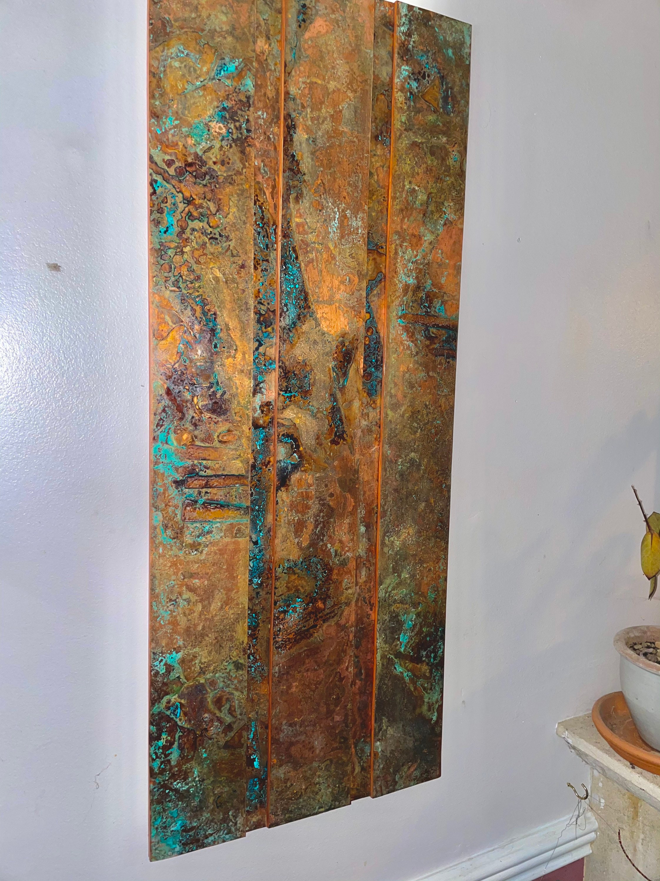 Modern Large Copper Patina Wall art weathered pure copper | Etsy