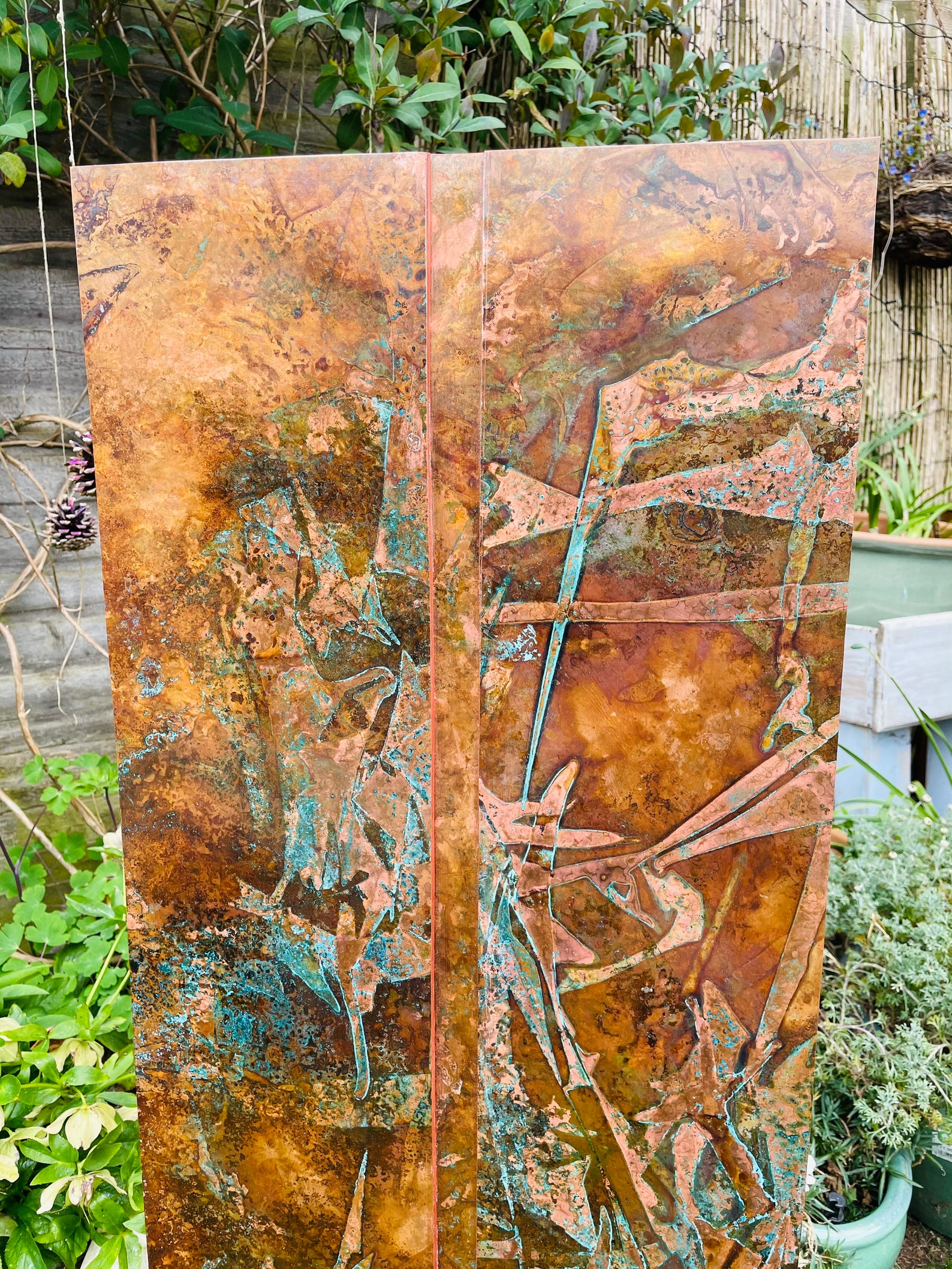Large Copper Patina Wall art weathered pure copper minimalist Etsy