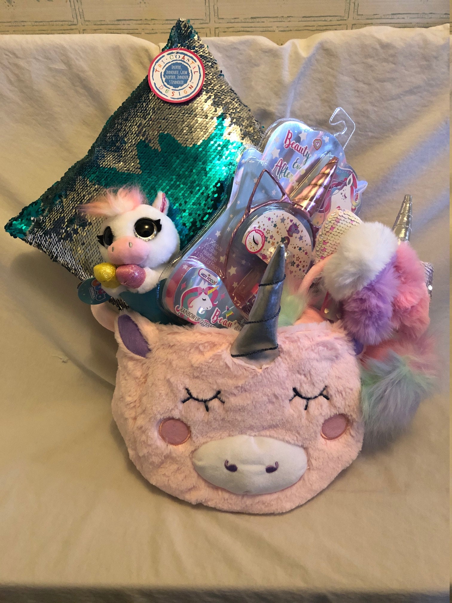 Fluffy Unicorn Gift Basket Unicorn Easter Basket Girls Etsy