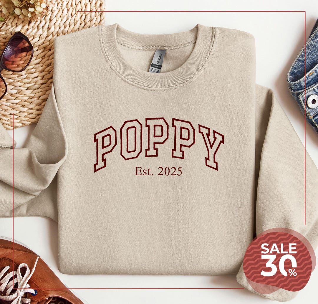 Custom Embroidered Poppy Shirt | Grandpa Shirt With Date | Pappy Est ...