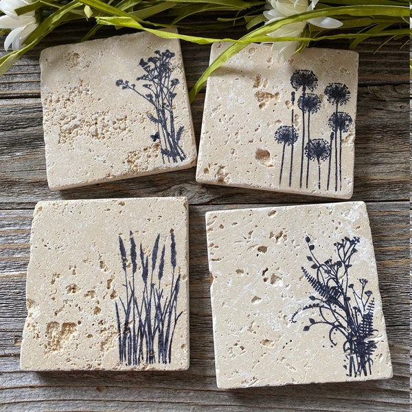 Stone Wispy Wildflower Coaster