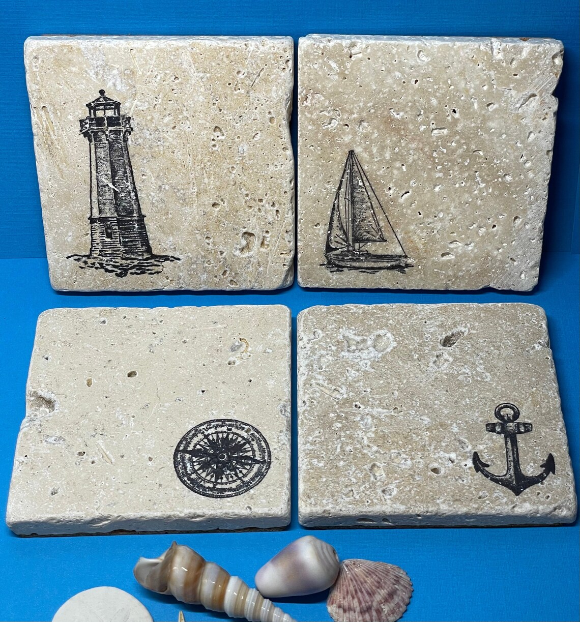 Nautical Stone Coasters Etsy