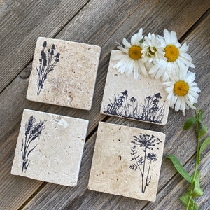 Wildflower coasters with cork backing image 1