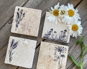 Wildflower coasters with cork backing