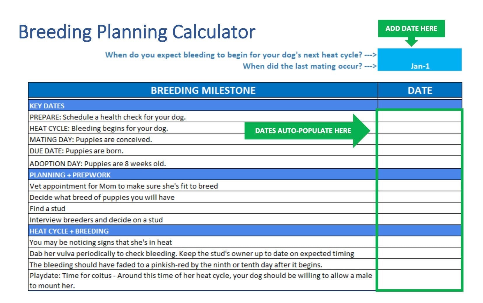 Dog Breeder Planning Calculator Etsy Australia